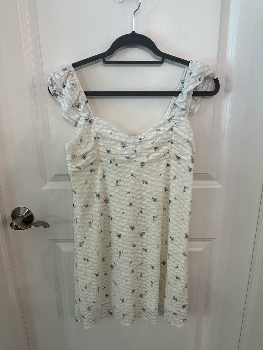 No Boundaries Cream Mini Dress with Blue Floral Print